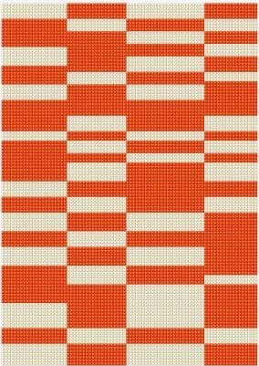 Orange and cream cross-stitch blocks