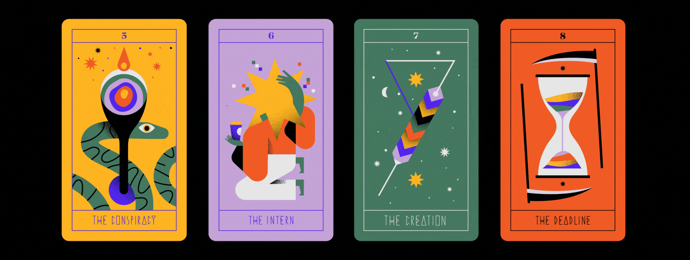 Illustrated tarot cards (animated)